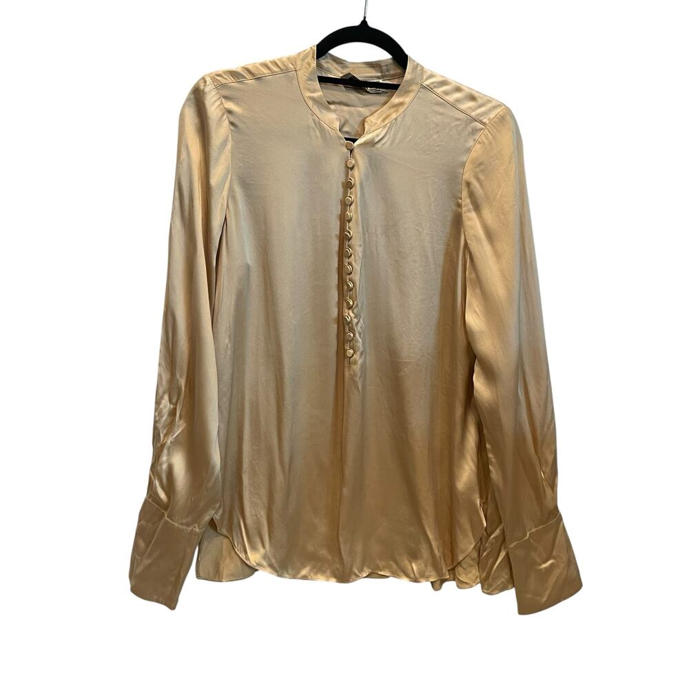 Go silk Silk Long Sleeve Button-Up Top Size:M